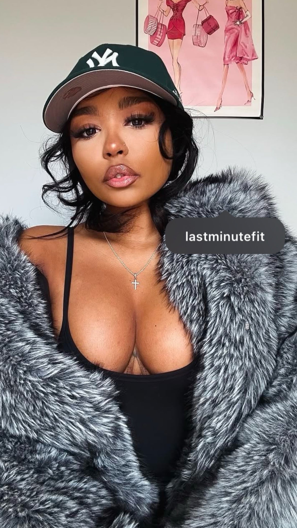 Full length faux fur coat