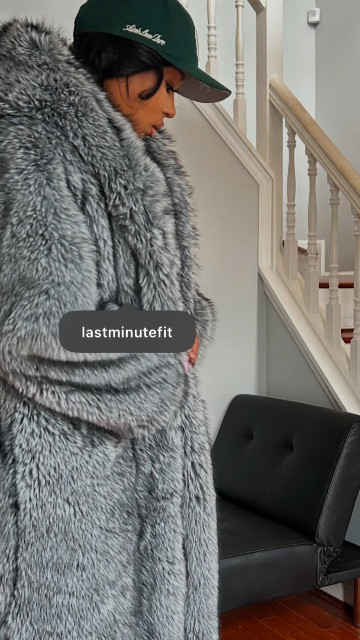 Full length faux fur coat