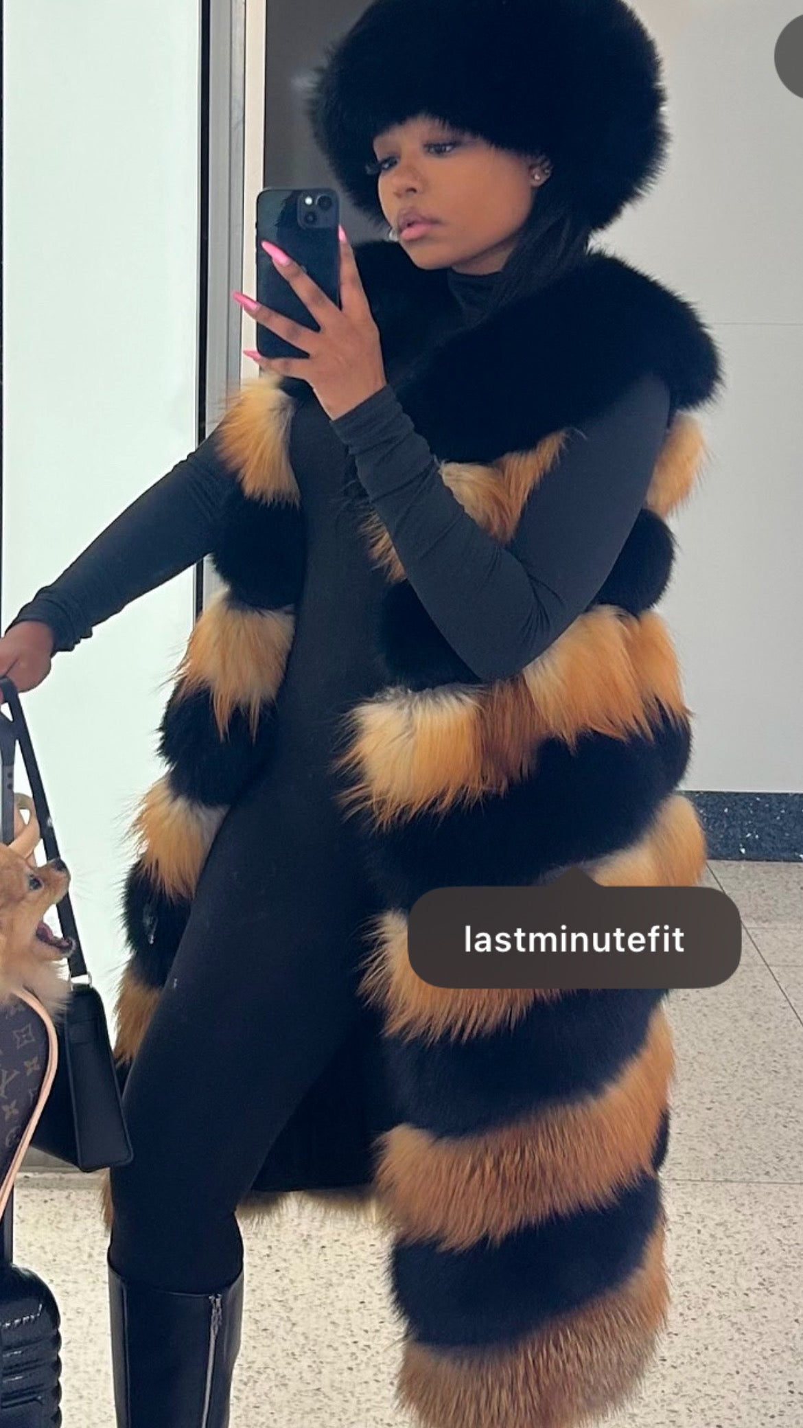 Striped fur vest