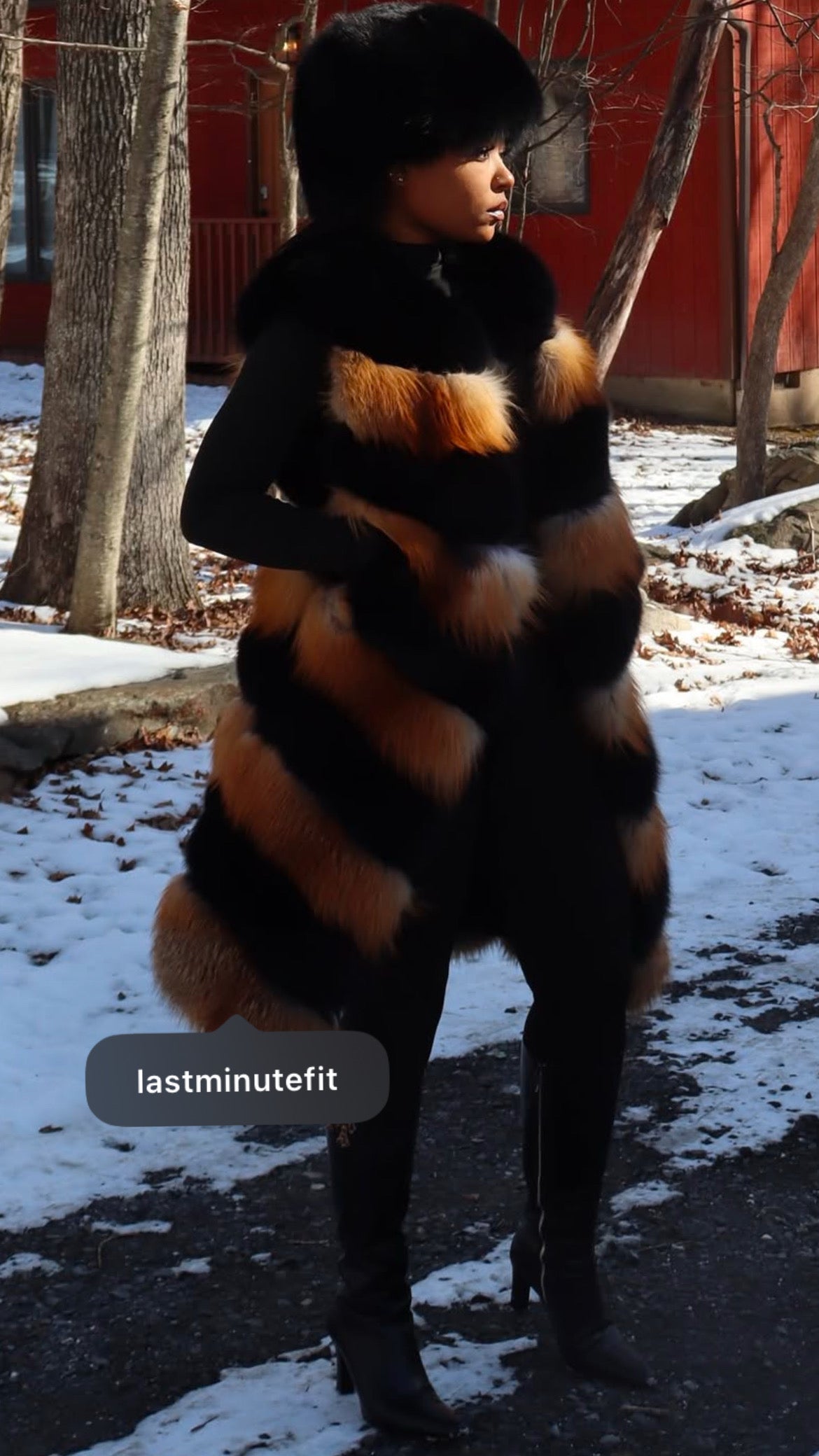 Striped fur vest