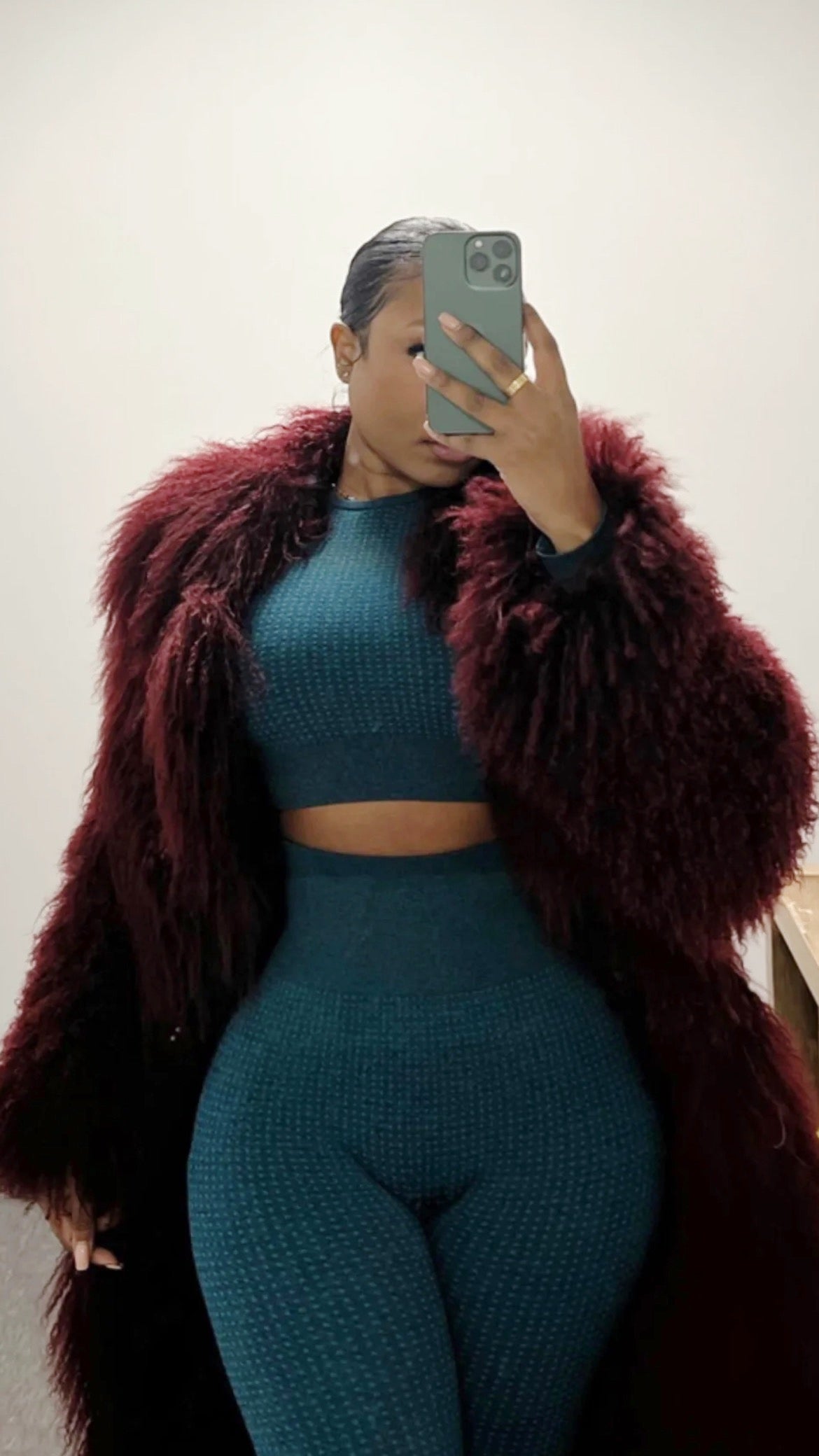 Shag full length coat
