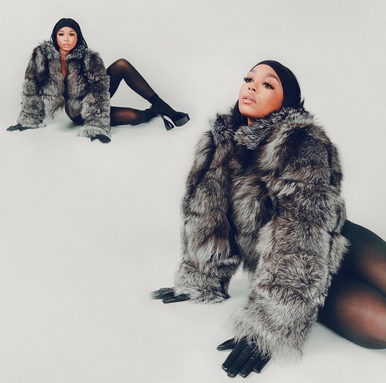 Silver fox fur coat PREORDER