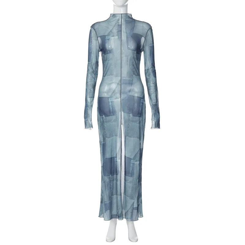 Tami denim print dress