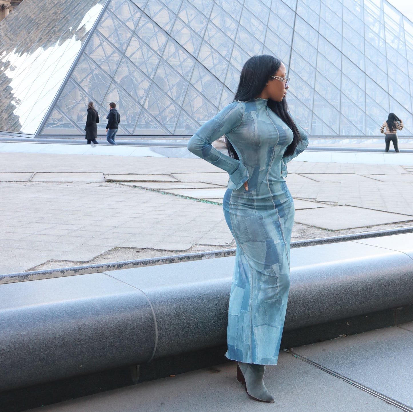 Tami denim print dress