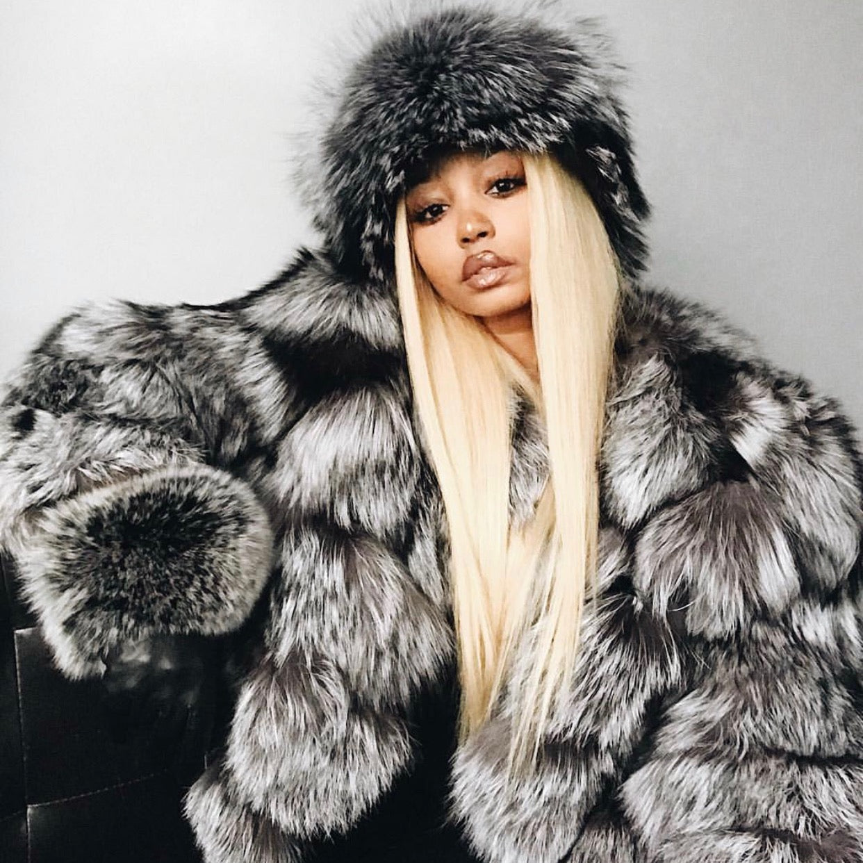 Silver fox fur coat PREORDER