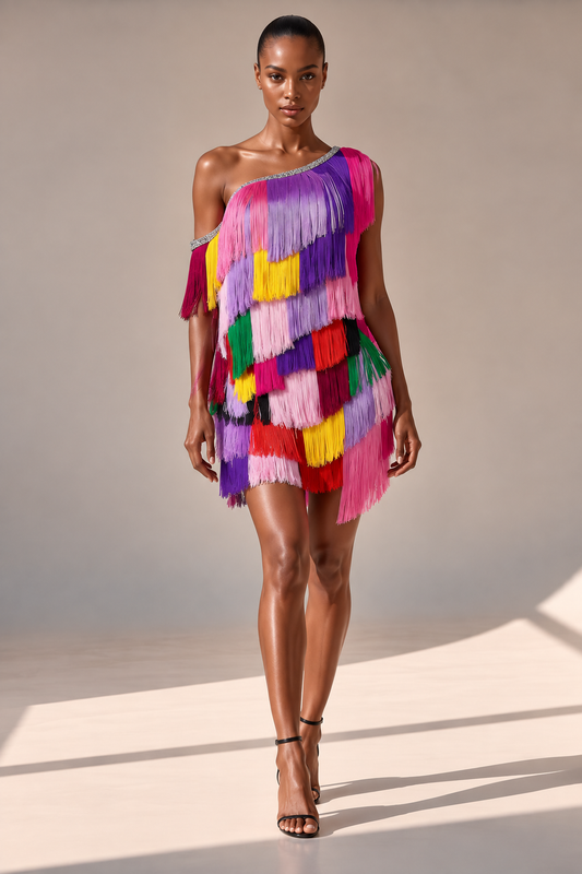 Kaleidescope fringe dress