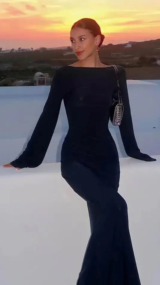 Donna sheer backless dress