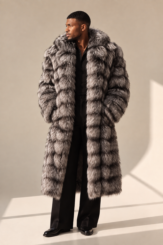 LMF men’s silver fox fur coat
